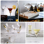 6 - Pack Clear Martini Glasses â€“ 10oz Real Glass, Ribbed Design with Gold Ring Accent, Elegant Cocktail Glasses for Martinis & Cosmopolitans â€“ 8" Tall - Bell Racket Store