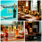 6 - Pack Clear Modern Champagne Flutes â€“ 7oz Real Glass, Ribbed Cylindrical Design with Gold Rim, Elegant Toasting Glasses for Weddings & Celebrations â€“ 9.5" Tall - Bell Racket Store