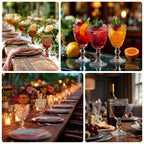 6 - Pack Clear Vintage Goblets 11oz â€“ Embossed Glass Cocktail & Wine Glasses with Floral Design - Bell Racket Store