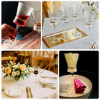 6 - Pack Clear Wine Glasses â€“ 9oz Real Glass, Ribbed Design with Gold Ring Accent, Elegant Glassware for Celebrations â€“ 9" Tall - Bell Racket Store