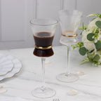 6 - Pack Clear Wine Glasses â€“ 9oz Real Glass, Ribbed Design with Gold Ring Accent, Elegant Glassware for Celebrations â€“ 9" Tall - Bell Racket Store