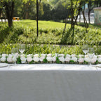 6 Pack Cream Ivory Silk Rose Flower Panel Table Runner, Artificial Floral Arrangements Wedding Table Centerpiece - 20"x8" - Bell Racket Store