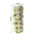6 Pack Cream Ivory Silk Rose Flower Panel Table Runner, Artificial Floral Arrangements Wedding Table Centerpiece - 20"x8" - Bell Racket Store