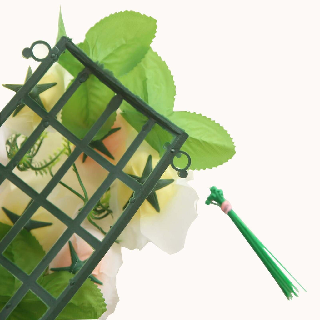 6 Pack Cream Ivory Silk Rose Flower Panel Table Runner, Artificial Floral Arrangements Wedding Table Centerpiece - 20"x8" - Bell Racket Store