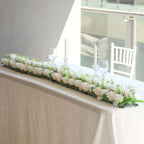 6 Pack Cream Ivory Silk Rose Flower Panel Table Runner, Artificial Floral Arrangements Wedding Table Centerpiece - 20"x8" - Bell Racket Store