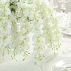 6 Pack Cream Silk Wisteria Vines Hanging Plants, Long Artificial Flowers Bushes - 4 Full Strands in 1 Bush - 21" - Bell Racket Store