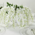 6 Pack Cream Silk Wisteria Vines Hanging Plants, Long Artificial Flowers Bushes - 4 Full Strands in 1 Bush - 21" - Bell Racket Store
