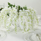 6 Pack Cream Silk Wisteria Vines Hanging Plants, Long Artificial Flowers Bushes - 4 Full Strands in 1 Bush - 21" - Bell Racket Store