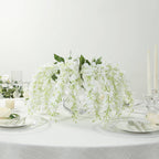 6 Pack Cream Silk Wisteria Vines Hanging Plants, Long Artificial Flowers Bushes - 4 Full Strands in 1 Bush - 21" - Bell Racket Store