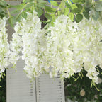6 Pack Cream Silk Wisteria Vines Hanging Plants, Long Artificial Flowers Bushes - 4 Full Strands in 1 Bush - 21" - Bell Racket Store