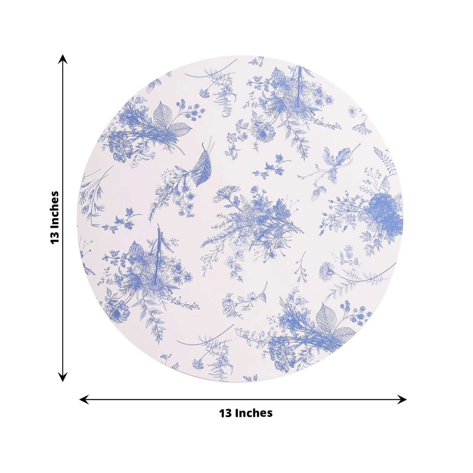 6 - Pack Disposable Charger Plates in French Toile Print 13" in White/Blue - 700GSM Floral Paper Chargers for Stylish & Easy Cleanup - Bell Racket Store