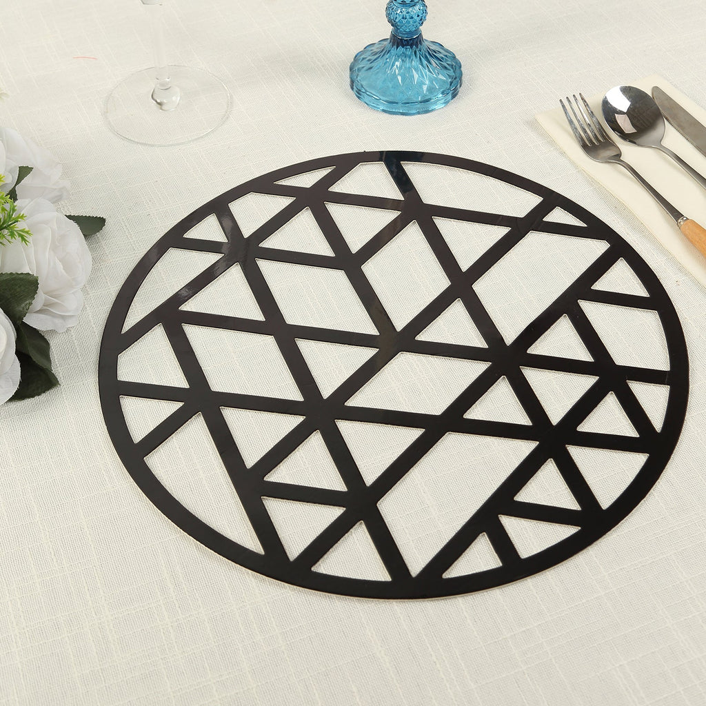 6 - Pack Disposable Table Placemats in Black Laser Cut Geometric Triangle Design - 700GSM Cardboard Placemats for Glamorous Table Settings 13" - Bell Racket Store