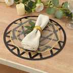 6 - Pack Disposable Table Placemats in Black Laser Cut Geometric Triangle Design - 700GSM Cardboard Placemats for Glamorous Table Settings 13" - Bell Racket Store