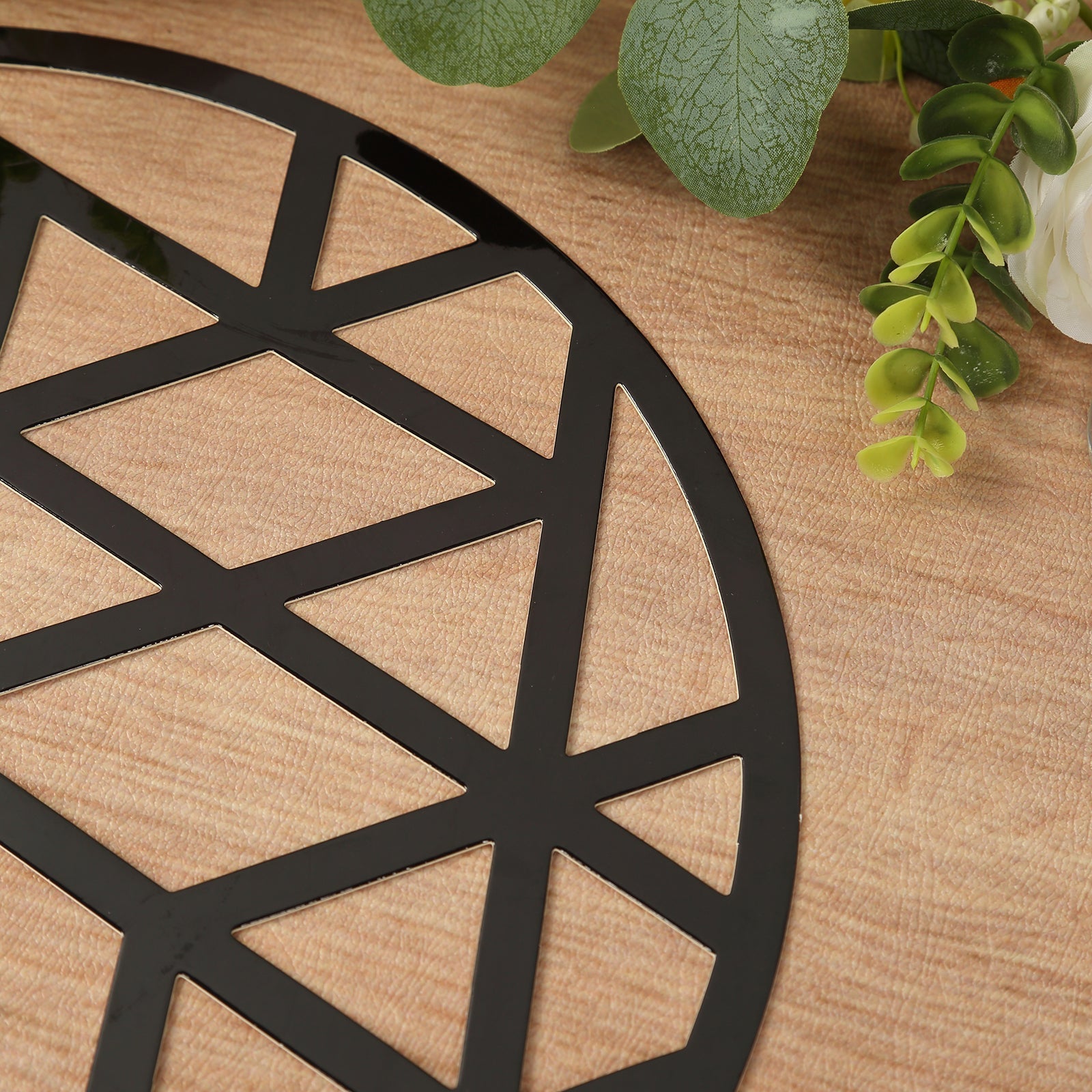 6 - Pack Disposable Table Placemats in Black Laser Cut Geometric Triangle Design - 700GSM Cardboard Placemats for Glamorous Table Settings 13" - Bell Racket Store