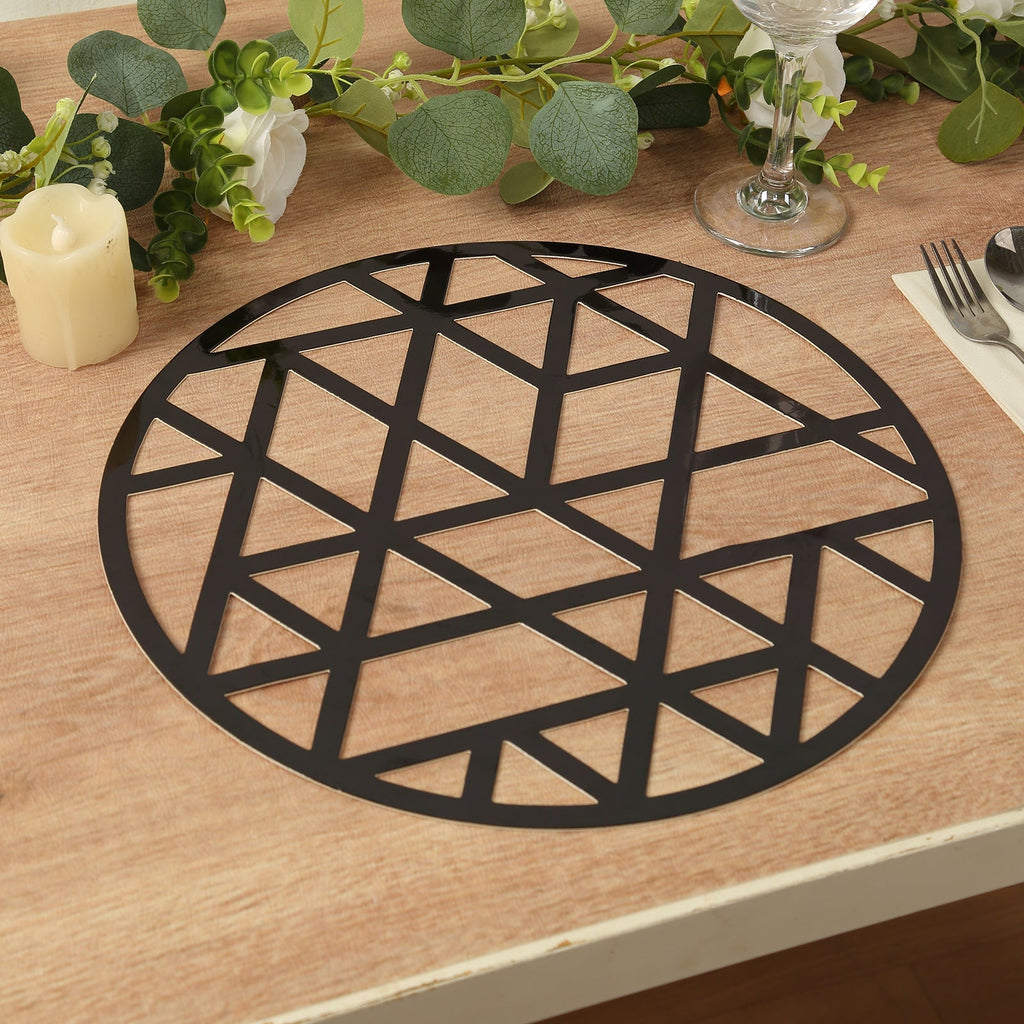 6 - Pack Disposable Table Placemats in Black Laser Cut Geometric Triangle Design - 700GSM Cardboard Placemats for Glamorous Table Settings 13" - Bell Racket Store
