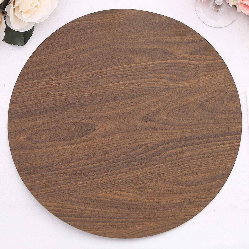 6 - Pack Disposable Table Placemats in Brown with Walnut Wood Design - Cardboard Placemats for Rustic & Farmhouse Themes 13" - Bell Racket Store
