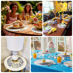 6 - Pack Disposable Table Placemats in French Toile Print 13" in White/Gold - Chic Floral Cardboard Placemats for Stylish Table Setting - Bell Racket Store