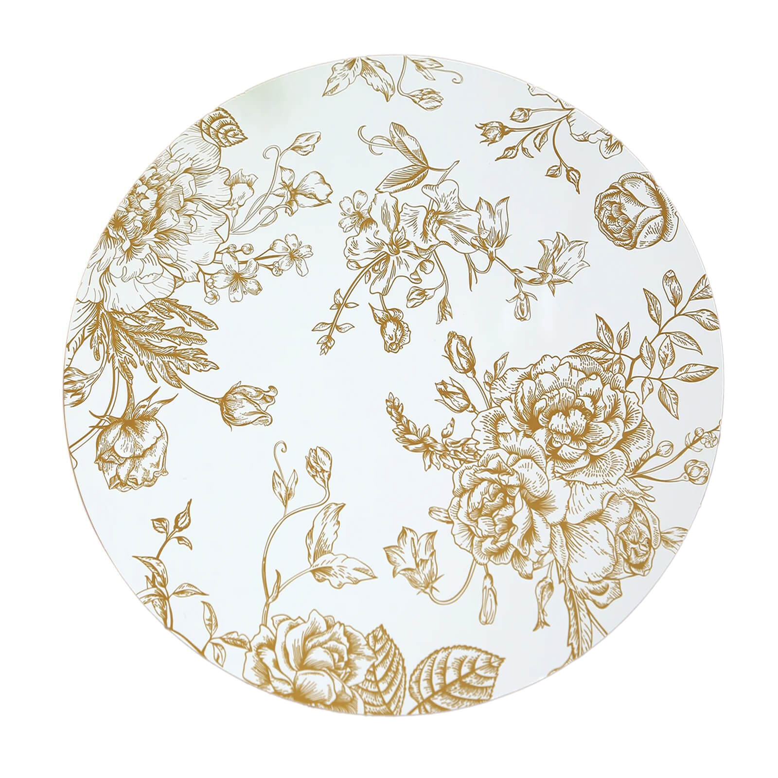 6 - Pack Disposable Table Placemats in French Toile Print 13" in White/Gold - Chic Floral Cardboard Placemats for Stylish Table Setting - Bell Racket Store