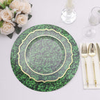 6 - Pack Disposable Table Placemats in Green Boxwood Leaf Print - 700GSM Cardboard Placemats for Forest & Garden Theme Party Decor 13" - Bell Racket Store