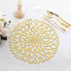 6 - Pack Disposable Table Placemats in Metallic Gold with Laser Cut Hibiscus Flower Design - 400GSM Cardboard Placemats for Glamorous Table Decor 13" - Bell Racket Store