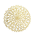 6 - Pack Disposable Table Placemats in Metallic Gold with Laser Cut Hibiscus Flower Design - 400GSM Cardboard Placemats for Glamorous Table Decor 13" - Bell Racket Store