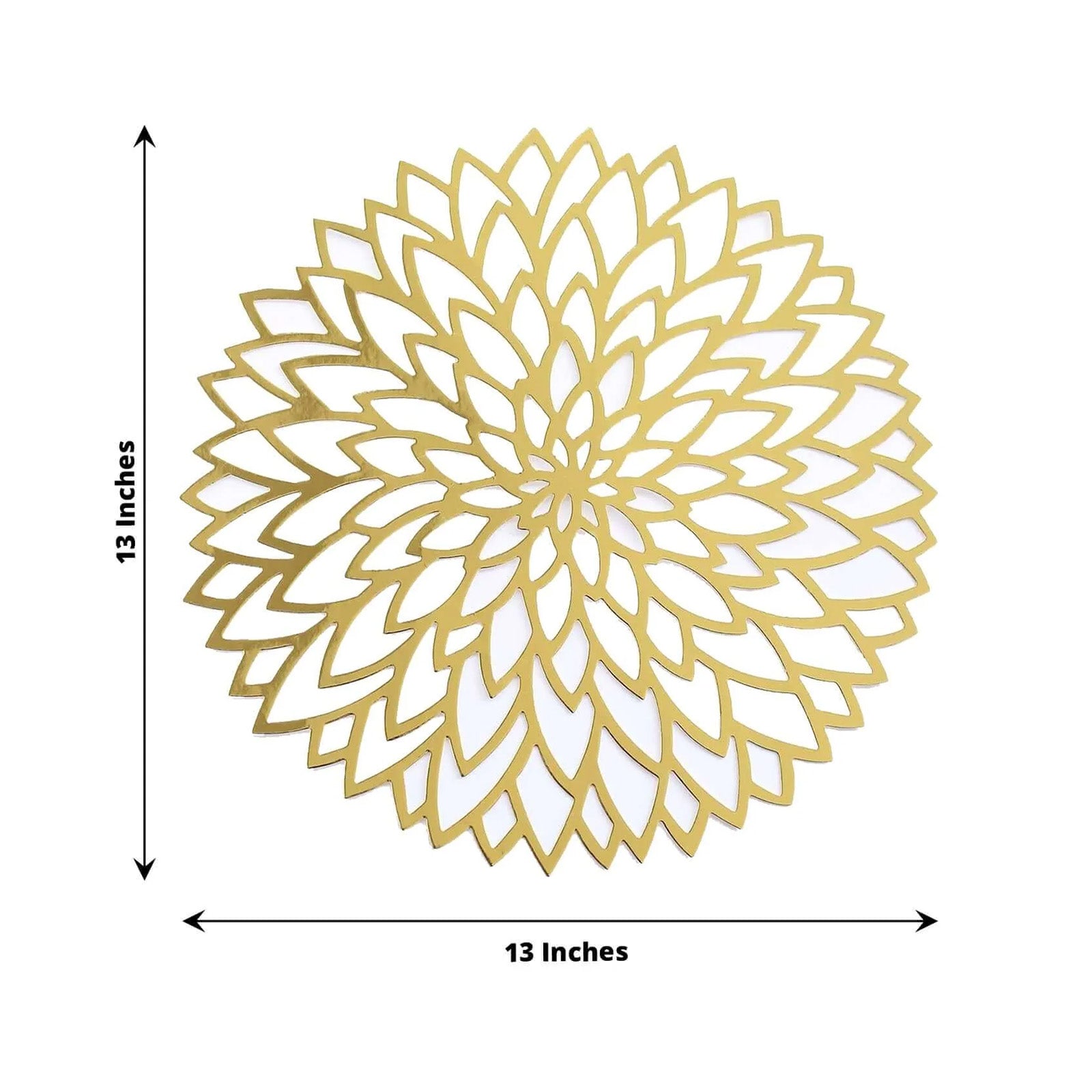 6 - Pack Disposable Table Placemats in Metallic Gold with Laser Cut Hibiscus Flower Design - 400GSM Cardboard Placemats for Glamorous Table Decor 13" - Bell Racket Store