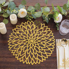 6 - Pack Disposable Table Placemats in Metallic Gold with Laser Cut Hibiscus Flower Design - 400GSM Cardboard Placemats for Glamorous Table Decor 13" - Bell Racket Store