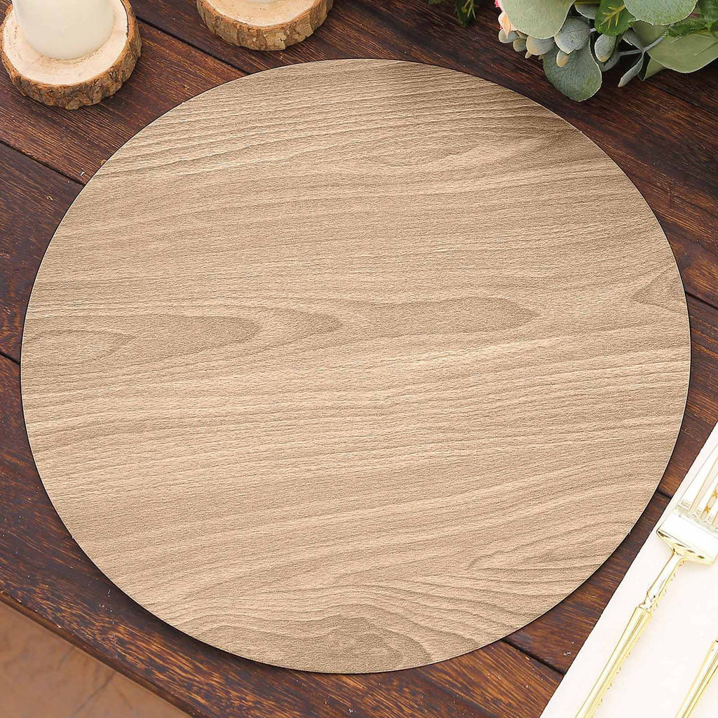 6 - Pack Disposable Table Placemats in Natural with Walnut Wood Design - Cardboard Placemats for Rustic & Farmhouse Themes 13" - Bell Racket Store