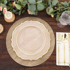 6 - Pack Disposable Table Placemats in Natural with Walnut Wood Design - Cardboard Placemats for Rustic & Farmhouse Themes 13" - Bell Racket Store