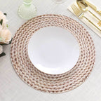 6 - Pack Disposable Table Placemats in Wheat with Woven Rattan Print - 700GSM Cardboard Placemats for Rustic Themes & Outdoor Events 13" - Bell Racket Store