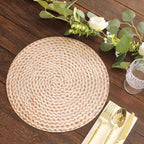 6 - Pack Disposable Table Placemats in Wheat with Woven Rattan Print - 700GSM Cardboard Placemats for Rustic Themes & Outdoor Events 13" - Bell Racket Store