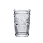 6 Pack Embossed Glass Tumblers â€“ 13oz Clear Vintage Textured Floral Drinking Cups for Water & Cocktails - Bell Racket Store