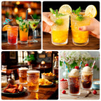 6 Pack Embossed Glass Tumblers â€“ 13oz Clear Vintage Textured Floral Drinking Cups for Water & Cocktails - Bell Racket Store