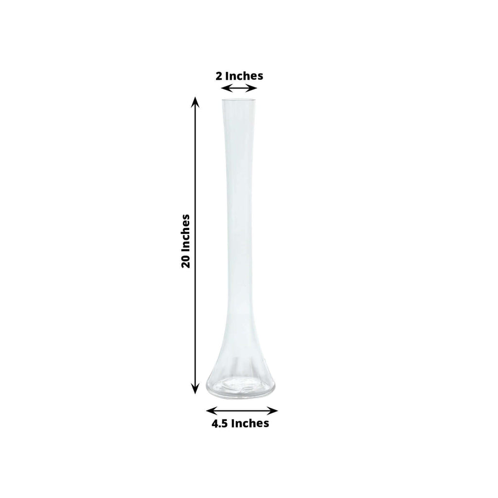 6 - Pack Glass Eiffel Tower Vases Clear with Round Base - Tall Skinny Flower Bud Wedding Centerpieces 20" - Bell Racket Store