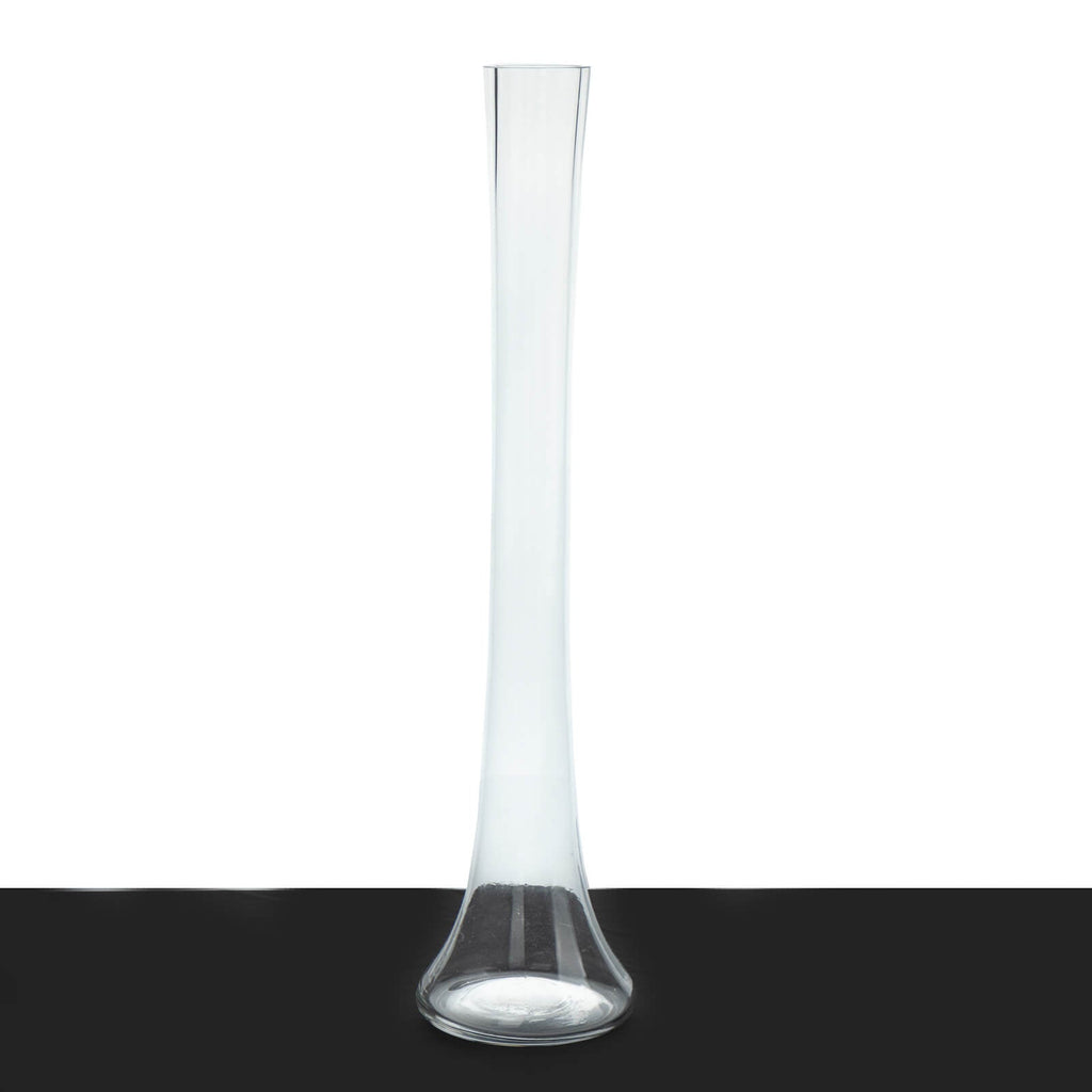 6 - Pack Glass Eiffel Tower Vases Clear with Round Base - Tall Skinny Flower Bud Wedding Centerpieces 20" - Bell Racket Store