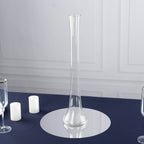 6 - Pack Glass Eiffel Tower Vases Clear with Round Base - Tall Skinny Flower Bud Wedding Centerpieces 20" - Bell Racket Store