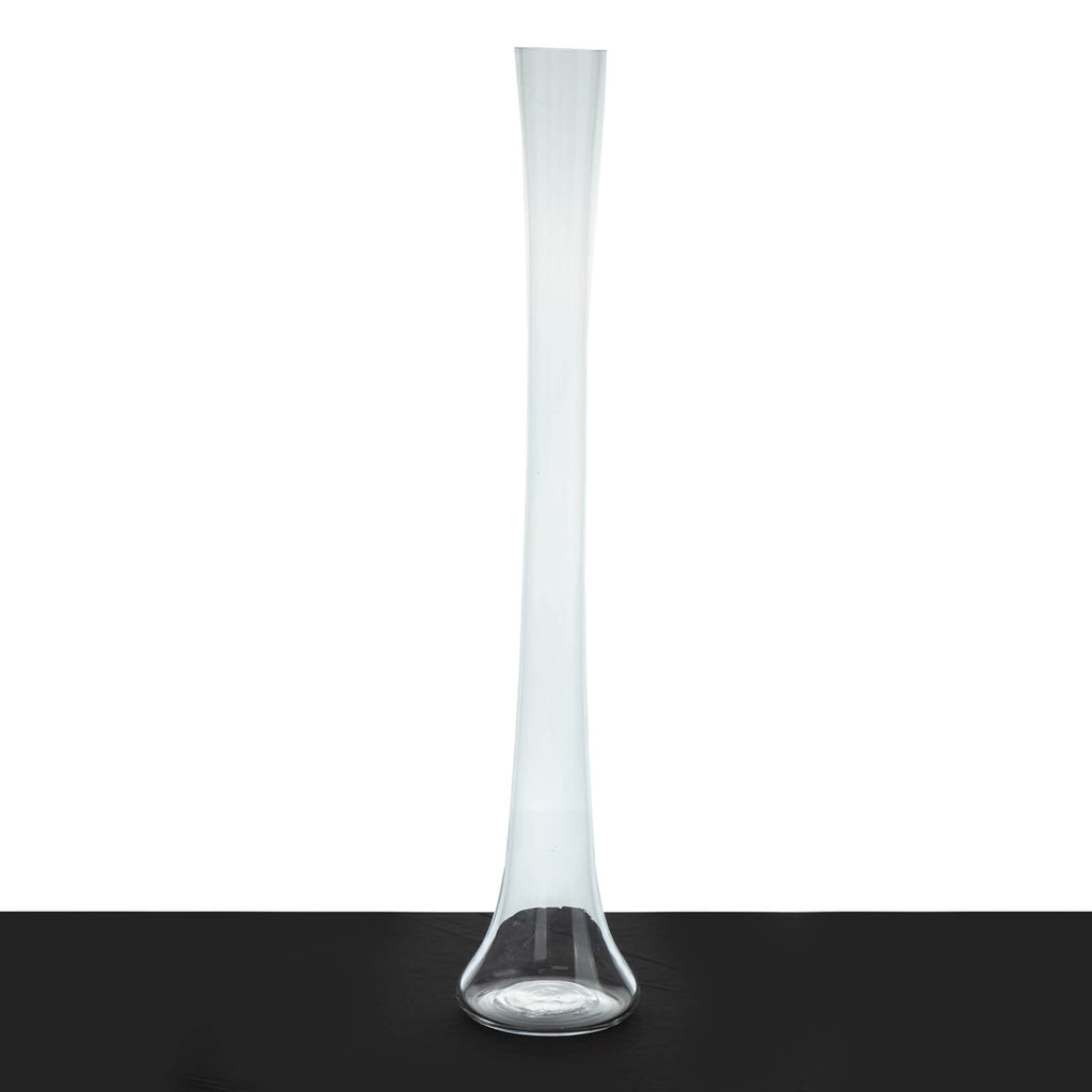 6 - Pack Glass Eiffel Tower Vases Clear with Round Base - Tall Skinny Flower Bud Wedding Centerpieces 24" - Bell Racket Store