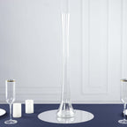 6 - Pack Glass Eiffel Tower Vases Clear with Round Base - Tall Skinny Flower Bud Wedding Centerpieces 24" - Bell Racket Store