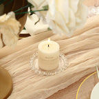 6 - Pack Glass Pillar Candle Holder Plates Clear with Beaded Rims - Transparent Small Round Coaster Trays 4" - Bell Racket Store