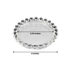 6 - Pack Glass Pillar Candle Holder Plates Clear with Beaded Rims - Transparent Small Round Coaster Trays 4" - Bell Racket Store