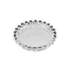 6 - Pack Glass Pillar Candle Holder Plates Clear with Beaded Rims - Transparent Small Round Coaster Trays 4" - Bell Racket Store
