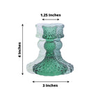 6 - Pack Glass Taper Candlestick Holders Diamond Pattern Design Assorted Green - Reversible Crystal Pillar Votive Stands 4" - Bell Racket Store
