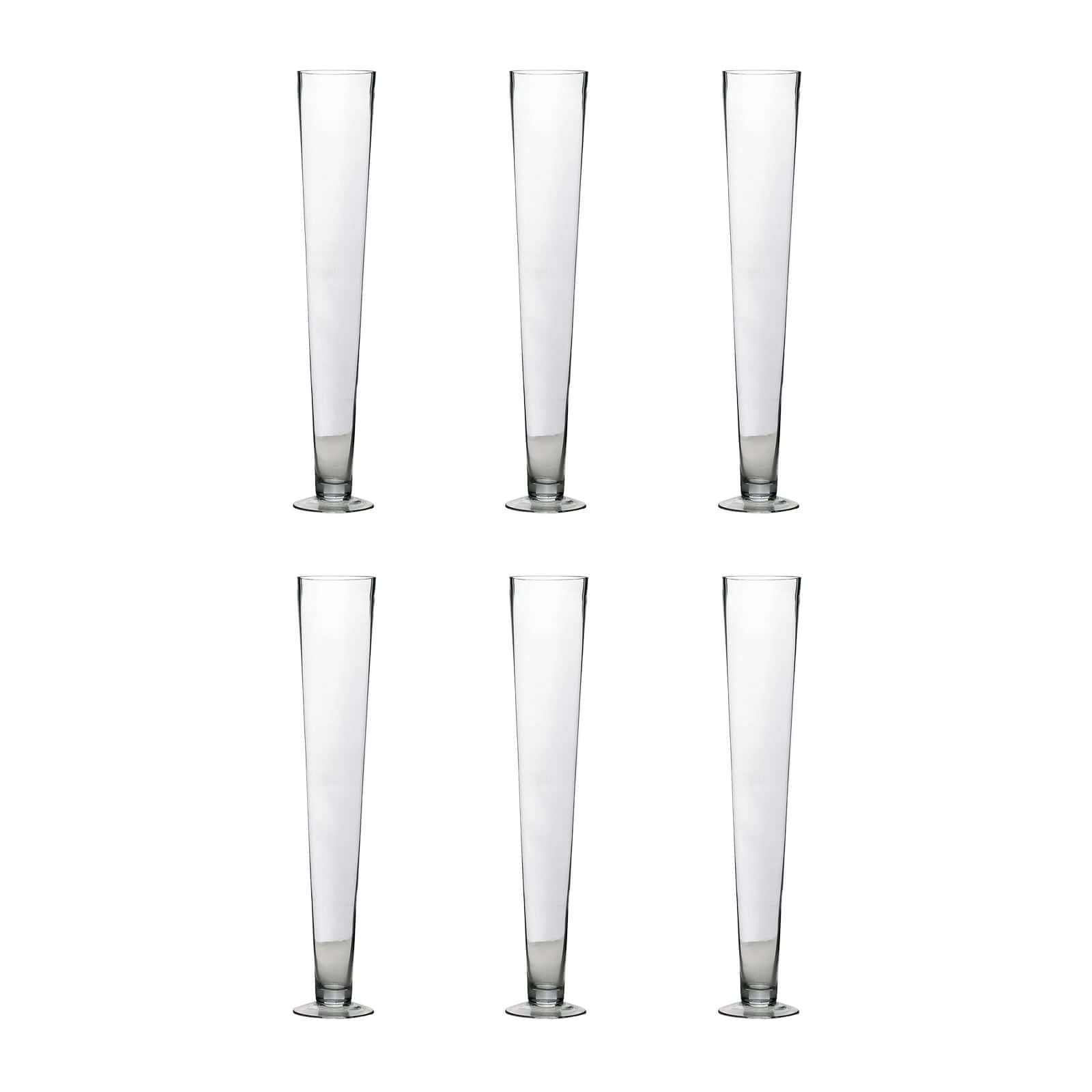 6 - Pack Glass Trumpet Vases Clear - Durable Design for Chic Event Displays 24" - NestOCart