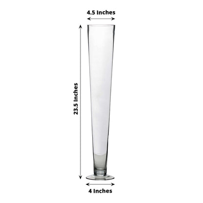 6 - Pack Glass Trumpet Vases Clear - Durable Design for Chic Event Displays 24" - NestOCart