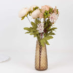 6 - Pack Glass Urn Vases Amber Gold with Diamond Crystal Cut Pattern - Stylish Decorative Design for Event Decor 8.5" - Bell Racket Store