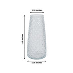 6 - Pack Glass Urn Vases Clear with Diamond Crystal Cut Pattern - Stylish Decorative Design for Event Decor 8.5" - Bell Racket Store