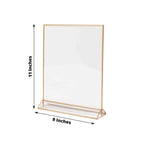 6 - Pack Gold Acrylic Rectangular Frame Sign Holders Clear Double - Sided Display with White Cardboard - Suitable for Banquets 9"x11" - Bell Racket Store