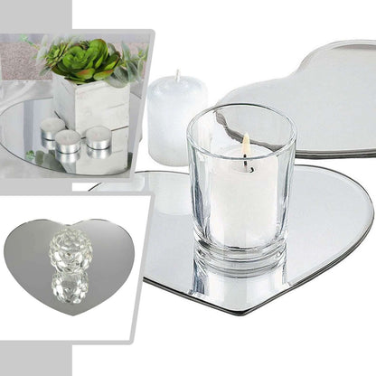 6 - Pack Hanging Wall Decor Heart Glass Mirror Table Centerpiece - Reflective Decorative Display 10" - NestOCart