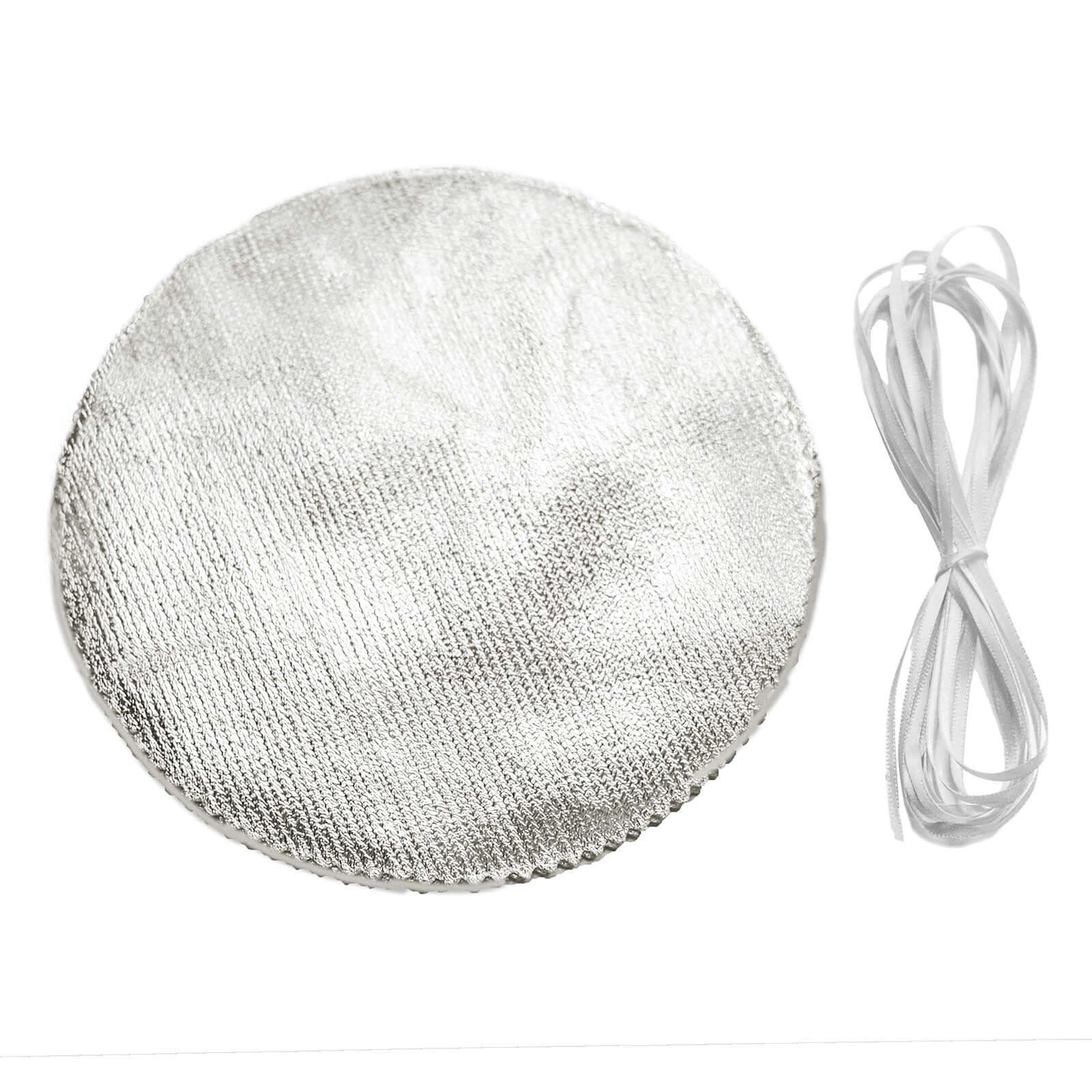 6 - Pack Jar Covers Metallic Silver Round Lame Fabric Design with Satin Tie String - DIY Party Favors & Craft Supplies 6" - Bell Racket Store
