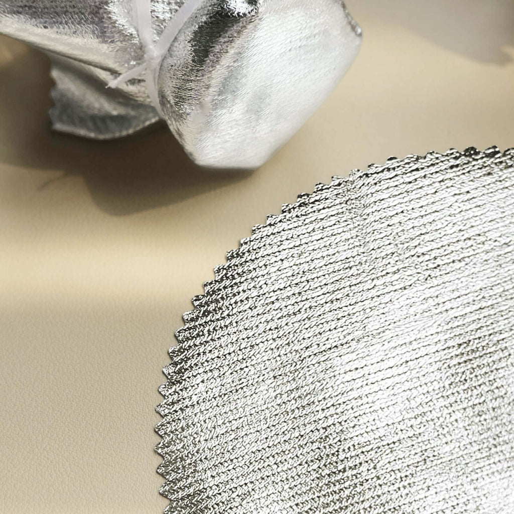 6 - Pack Jar Covers Metallic Silver Round Lame Fabric Design with Satin Tie String - DIY Party Favors & Craft Supplies 6" - Bell Racket Store